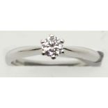 Platinum six-claw diamond set solitaire engagement ring, size L, 4.0g. P&P Group 1 (£14+VAT for