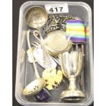 Mixed items including a hallmarked silver eggcup, pocket watch etc. P&P Group 1 (£14+VAT for the