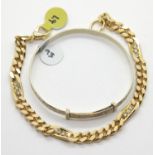 Vintage silver adjustable bangle and a modern stone set gold plated bracelet. P&P Group 1 (£14+VAT