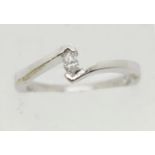 American 14ct white gold marquis cut solitaire diamond ring, size N/O, 3.4g. P&P Group 1 (£14+VAT