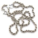 Silver solid link rope chain, L: 46 cm. P&P Group 1 (£14+VAT for the first lot and £1+VAT for