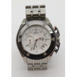 Gents DKNY Gents oversized Chronograph, stainless steel, white dial. Working at lotting up. P&P