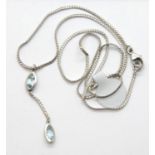 Silver stone set fancy pendant necklace. P&P Group 1 (£14+VAT for the first lot and £1+VAT for