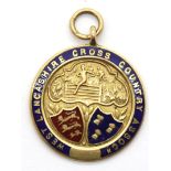 9ct gold enamelled fob, for West Lancashire Cross Country Association, dated 1937 by inscription