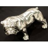 Large chromed composition bulldog figure, L: 50 cm. P&P Group 1 (£14+VAT for the first lot and £1+