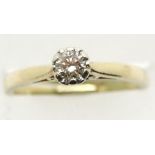 9ct gold diamond solitaire ring size L, 2.0g. P&P Group 1 (£14+VAT for the first lot and £1+VAT