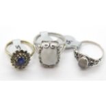 9ct gold and silver vintage stone set ring, a large stone set silver ring and a vintage stone set