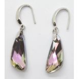 Modern silver stone set drop earrings. P&P Group 1 (£14+VAT for the first lot and £1+VAT for