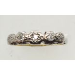 Antique 18ct gold and platinum five stone diamond ring, size N, 2.7g. P&P Group 1 (£14+VAT for the
