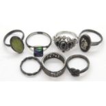 Seven white metal and silver rings. P&P Group 1 (£14+VAT for the first lot and £1+VAT for subsequent