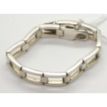 Silver solid square link bracelet, approximately 43g total weight. P&P Group 1 (£14+VAT for the