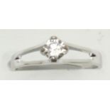 American 14ct white gold high-grade diamond solitaire ring approximately 0.33cts, size L, 2.4g. P&