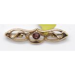Edwardian 15ct gold single stone set brooch, 1.7g. P&P Group 1 (£14+VAT for the first lot and £1+VAT