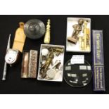 Mixed collectables to include brass seals, charms, whistles etc. P&P Group 1 (£14+VAT for the