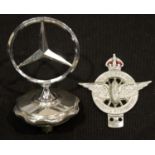 Mercedes chromium car mascot, H: 12 cm (not including folding mechanism) and a Civil Service