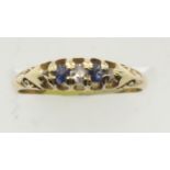18ct gold sapphire and diamond five stone ring, size K, 1.9g. P&P Group 1 (£14+VAT for the first lot