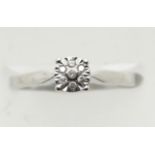 9ct white gold seven stone diamond ring, size K, 2.3g. P&P Group 1 (£14+VAT for the first lot and £
