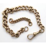 9ct gold graduated single Albert watch chain, with separated drop chain, 12.4g. P&P Group 1 (£14+VAT