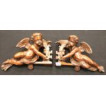 Pair of Regency carved cherubic door corbels, L: 29 cm. P&P Group 2 (£18+VAT for the first lot