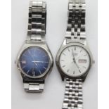 Two stainless steel Seiko gents wristwatches, both require some attention. P&P Group 1 (£14+VAT