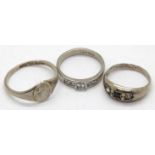 Three sterling silver childs rings, two stone set. P&P Group 1 (£14+VAT for the first lot and £1+VAT