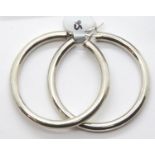 Large presumed silver loop earrings, D: 50 mm. P&P Group 1 (£14+VAT for the first lot and £1+VAT for