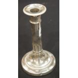 Georgian hallmarked silver columnular candlestick, weighted, H: 19.5 cm, Sheffield assay 1817. P&P