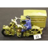 Cast iron Post office motorbike & sidecar L: 25 cm. P&P Group 2 (£18+VAT for the first lot and £2+