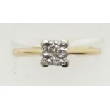 Modern 18ct gold four stone princess cut diamond ring, approximate diamond weight 0.32cts, size N,