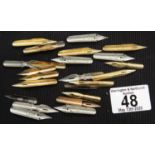 Mixed vintage gold plated and steel pen nibs. P&P Group 1 (£14+VAT for the first lot and £1+VAT