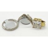 Gold plated silver CZ square pendant, a silver wishbone ring and a silver CZ half eternity ring size