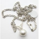 Silver figaro pendant necklace. P&P Group 1 (£14+VAT for the first lot and £1+VAT for subsequent