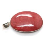 Presumed silver mounted large oval stone set pendant, H: 50 mm. P&P Group 1 (£14+VAT for the first