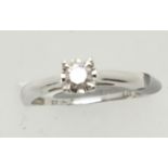 9ct white gold solitaire diamond ring, approximately 0.25cts, size N, 2.2g. P&P Group 1 (£14+VAT for