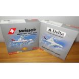 Two Star Jets 1.500 scale Boeing Passenger Aeroplanes Swiss Air and Delta P&P group 2 (£20 for the