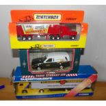 Corgi x 2 Superhaulers McBurney Stobart escort van & Matchbox convoy Heinz