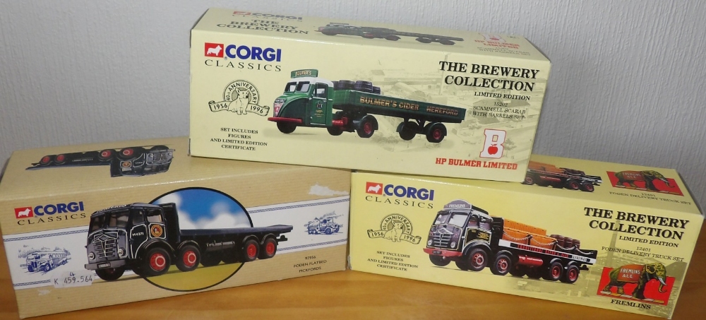 Corgi x 3, 2 Brewery Collection & 1 Pickfords Foden 8 wheel flatbed