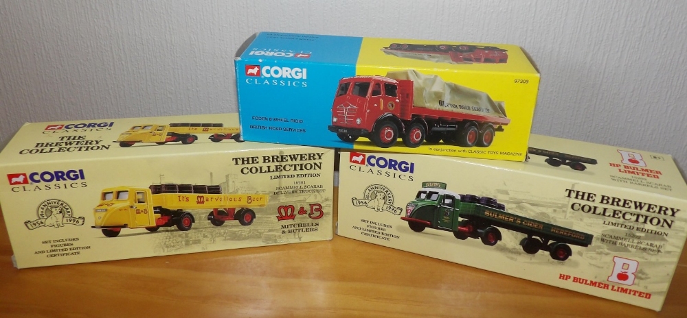 Three Corgi Morris J Morris 100 Bedford CA vans CC2601, 06507, 96888 P&P group 2 (£20 for the