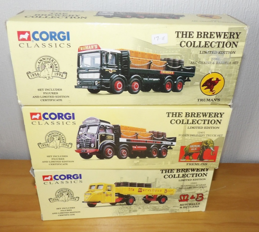 Three Corgi Brewery Collection models 1.50 scale, 12401, 20901, 15201 P&P group 2 (£20 for the first
