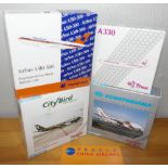 Three Herpa scale 1.500 scale and two 1.600 scale Schabak model Commercial Airline models (5) P&P