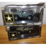 Two Greenlight US Army Jeeps 1:43 scale. P&P Group 2 (£18+VAT for the first lot and £2+VAT for