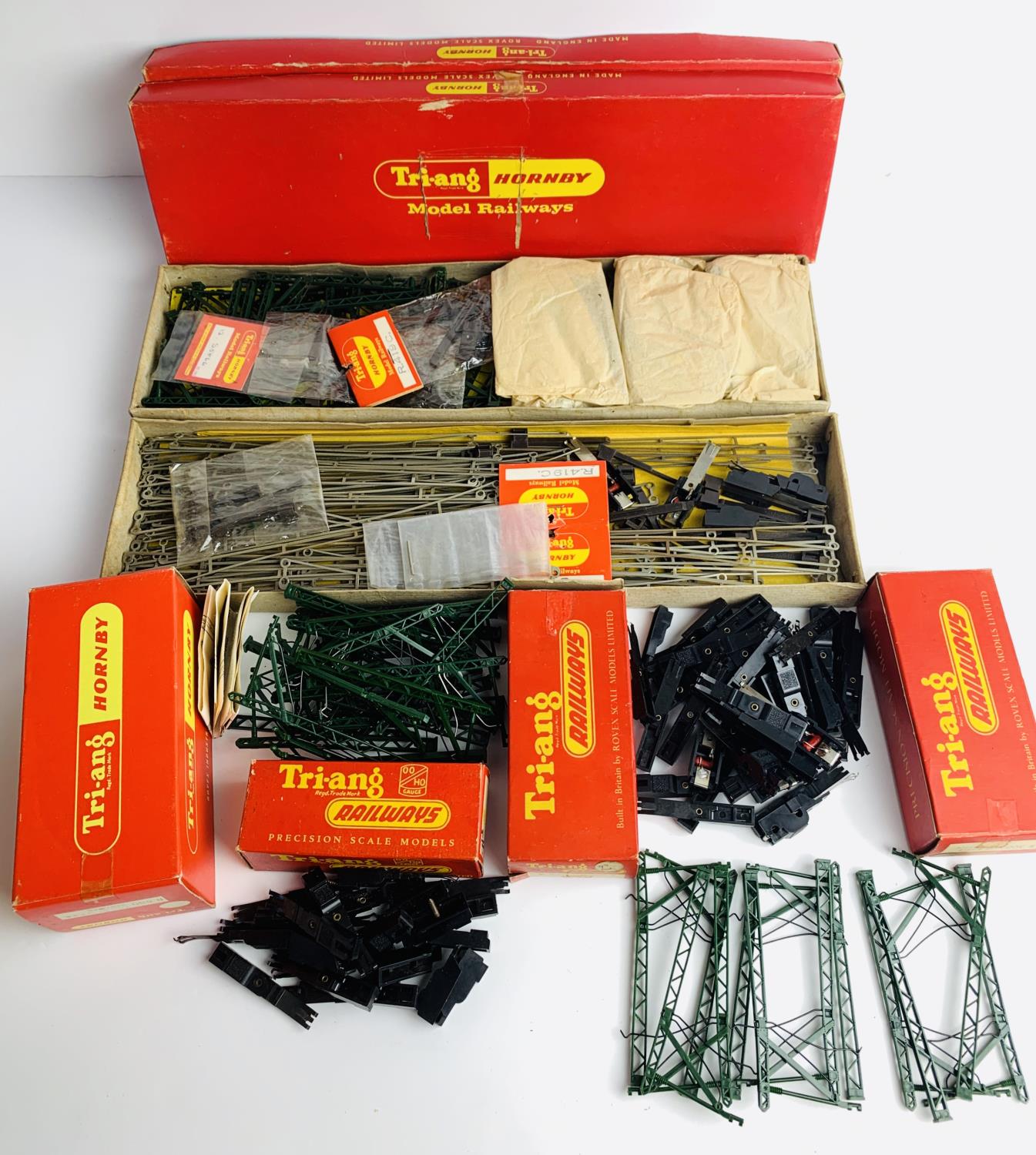 Large Lot of Triang OO Gauge Overhead Electric Catenary sets - Contained in 6x Boxes. P&P Group