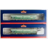 2x Bachmann 38-425 Covered Bogie Hopper Wagon Traffic Services - Weathered - P4 Wheel Sets Fitted,