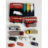 17x N Gauge Vehicles - Including Buses - All Unboxed. P&P Group 1 (£14+VAT for the first lot and £