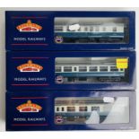3x Bachmann MK2 Blue Grey Coaches - All Coaches Fitted with P4 Wheel Sets - Boxed. P&P Group 2 (£