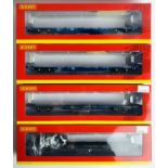 4x Hornby KFA Container Flat Wagons - Fitted with P4 Wheel Sets, OO Gauge Wheels Supplied in Boxes -