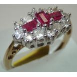 Ladies 18ct gold, ruby and diamond ring size N 4.0g. P&P group 1 (£16 for the first item and £1.50