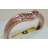 Ladies 9ct rose gold diamond half wishbone ring. P&P group 1 (£16 for the first item and £1.50 for