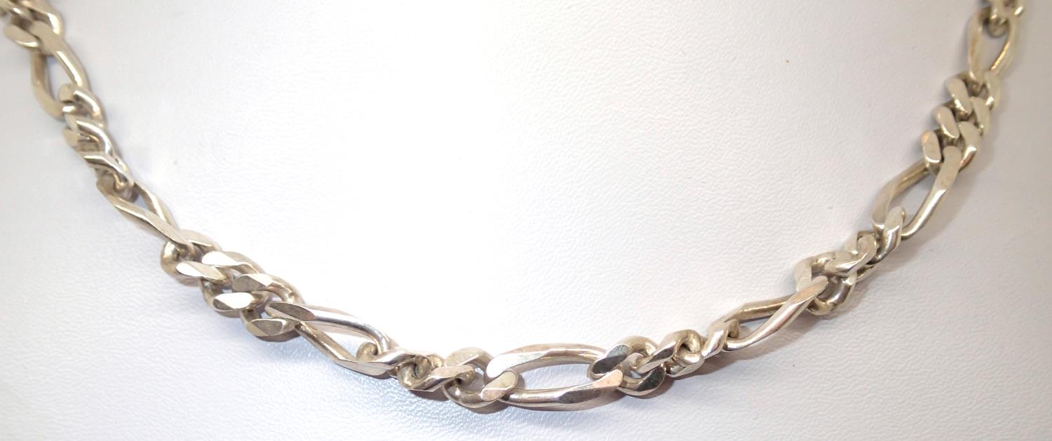 Silver solid 19" Figaro chain 50g. P&P group 1 (£16 for the first item and £1.50 for subsequent