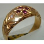 Ladies 18ct gold, Chester 1903 ruby and diamond ring size N 3.1g. P&P group 1 (£16 for the first